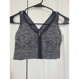 Unknown brand medium women's static gray print sports bra zip front